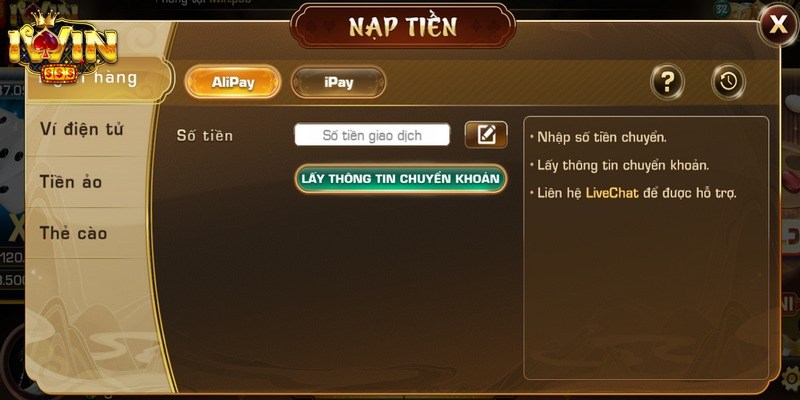 Nạp Tiền iWin - Đa Dạng Phương Thức, Nhận Vốn Cực Nhanh 1 Nạp tiền qua hệ thống Ngân hàng nội địa hiện đại